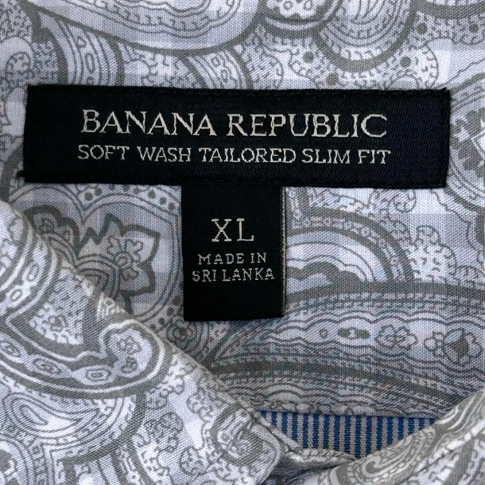 Banana Republic Men’s Paisley Button Down Tailored Slim‎ Fit Size XL